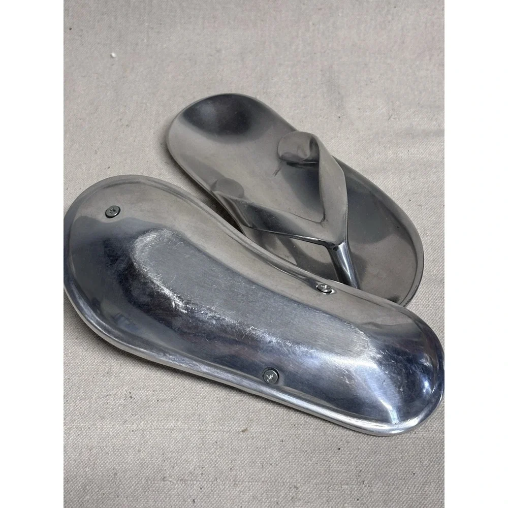 SET (2) METAL ALUMINUM FLIP FLOP SANDALS‎ BEACH TRAYS CAPE CRAFTSMEN